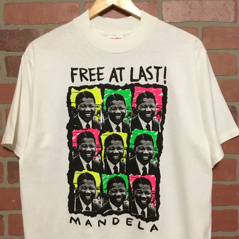 Mens L vintage 1990 Nelson Mandela T-Shirt 90s